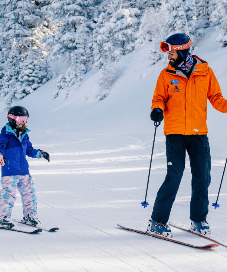 Scott Schroder teaching a ski lesson, ski school